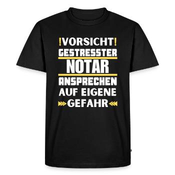 Don't talk to a stressed notary! - Men's Premium Organic T-Shirt - black - Front - Nico (187cm)