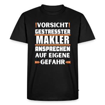 Don't approach a stressed broker! - Men's Premium Organic T-Shirt - black - Front - Nico (187cm)