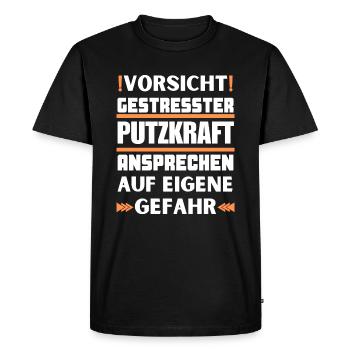 Do not approach stressed cleaners! - Men's Premium Organic T-Shirt - black - Front - Nico (187cm)