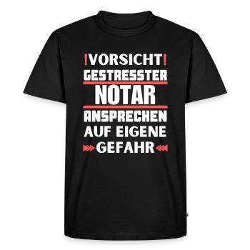Don't talk to a stressed notary! - Men's Premium Organic T-Shirt - black - Front - Nico (187cm)