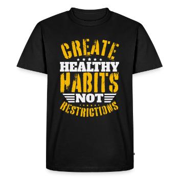 Habitudes saines - fitness et gym - T-shirt Premium bio Homme - noir - Devant - Nico (187cm)