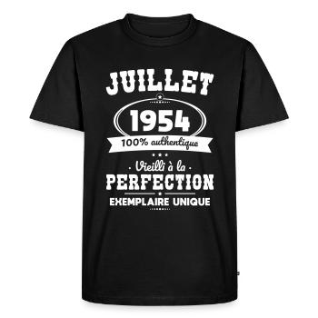 70th Anniversary - July 1954 Perfection - Men's Premium Organic T-Shirt - black - Front - Nico (187cm)