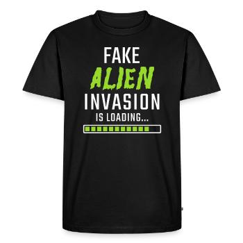 Fake Alien Invasion is Loading - Men's Premium Organic T-Shirt - black - Front - Nico (187cm)