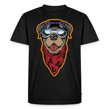 Rottweiler Biker - le Cool Rottie - T-shirt Premium bio Homme - noir - Devant - Nico (187cm)