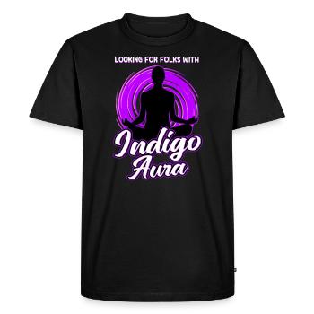 Looking For Folks With Indigo Aura - Men's Premium Organic T-Shirt - black - Front - Nico (187cm)