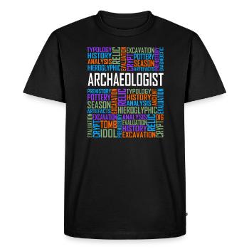 Archaeologist - Words - Men's Premium Organic T-Shirt - black - Front - Nico (187cm)