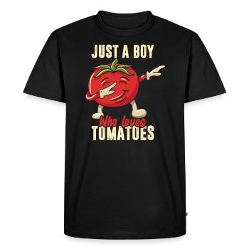 Just A Boy Who Loves Tomatoes - Men's Premium Organic T-Shirt - black - Front - Nico (187cm)