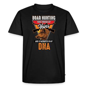 Boar Hunting - Runs Through My Veins - Men's Premium Organic T-Shirt - black - Front - Nico (187cm)