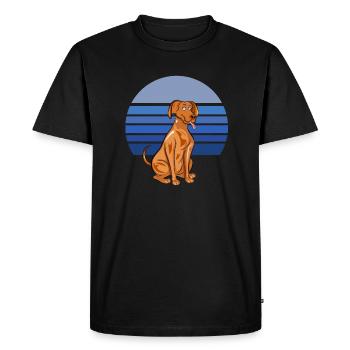 Vizsla Dog Retro Blue - Men's Premium Organic T-Shirt - black - Front - Nico (187cm)