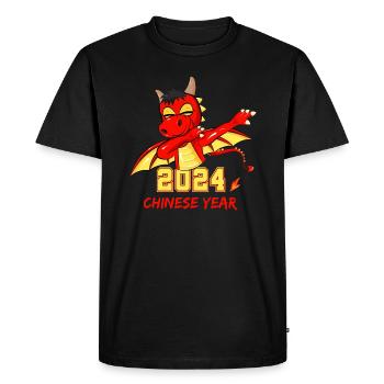 Chinese Year 2024 - Dabbing Dragon - Men's Premium Organic T-Shirt - black - Front - Nico (187cm)