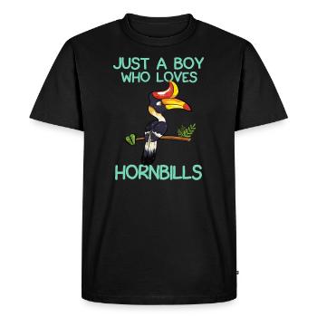 Just A Boy Who Loves Hornbills - Men's Premium Organic T-Shirt - black - Front - Nico (187cm)