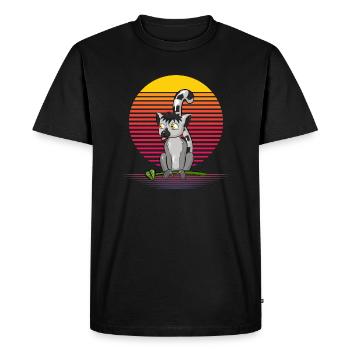 Lemur Retro Vapor - Men's Premium Organic T-Shirt - black - Front - Nico (187cm)