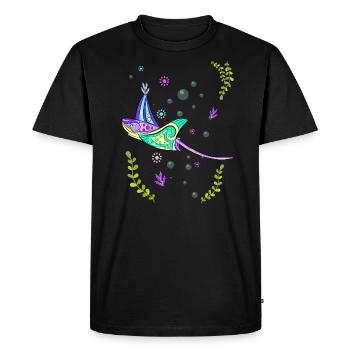Colorful Stingray - Men's Premium Organic T-Shirt - black - Front - Nico (187cm)