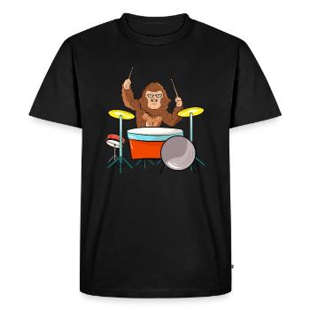 Bigfoot Playing Drums - Men's Premium Organic T-Shirt - black - Front - Nico (187cm)