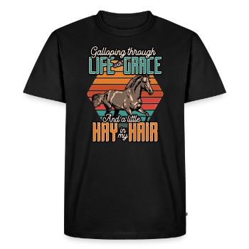 Galloping Through Life With Grace And A Little Hay - Men's Premium Organic T-Shirt - black - Front - Nico (187cm)