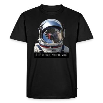 Astronaute rencontre avec un dindon - T-shirt Premium bio Homme - noir - Devant - Nico (187cm)