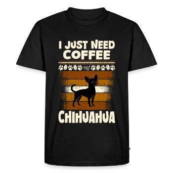 Chihuahua et café - T-shirt Premium bio Homme - noir - Devant - Nico (187cm)
