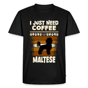 Maltese dog coffee - Men's Premium Organic T-Shirt - black - Front - Nico (187cm)