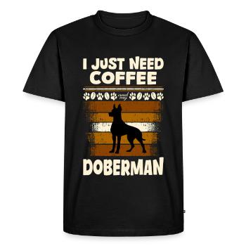 Doberman coffee - Men's Premium Organic T-Shirt - black - Front - Nico (187cm)