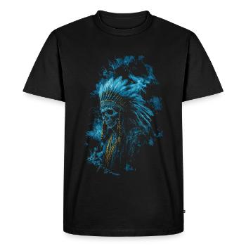 Skull Indian with Gold - Men's Premium Organic T-Shirt - black - Front - Nico (187cm)