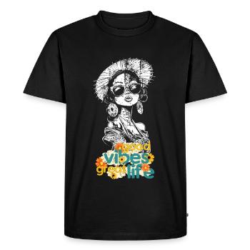Femme Good Vibe Fleurs - T-shirt Premium bio Homme - noir - Devant - Nico (187cm)