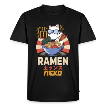 Ramen Cat - Script Japonais - T-shirt Premium bio Homme - noir - Devant - Nico (187cm)