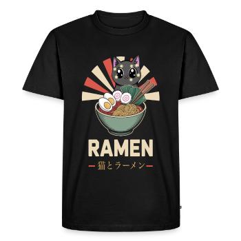ramen cat japanese - Men's Premium Organic T-Shirt - black - Front - Nico (187cm)