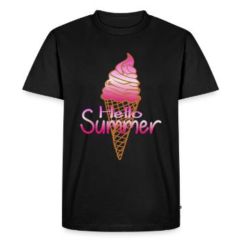 Délicieux cornet de crème glacée en été avec crème glacée à la fraise - T-shirt Premium bio Homme - noir - Devant - Nico (187cm)
