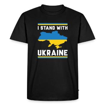 Je suis aux côtés de l’Ukraine - T-shirt Premium bio Homme - noir - Devant - Nico (187cm)