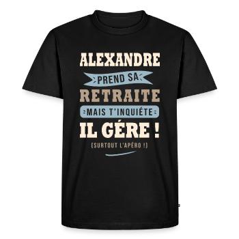 Alexandre humour retraite cadeau retraité - T-shirt Premium bio Homme - noir - Devant - Nico (187cm)
