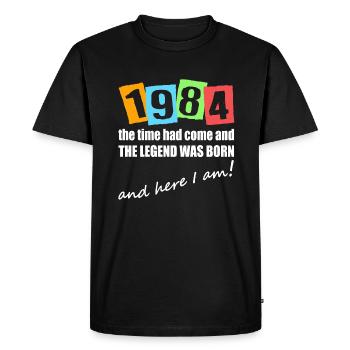 Legende est né en 1984. Motif d’anniversaire - T-shirt Premium bio Homme - noir - Devant - Nico (187cm)