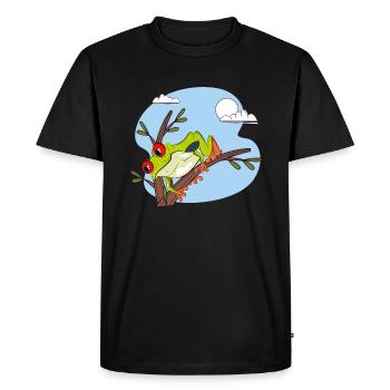 Red eyed Frog On A Branch - Men's Premium Organic T-Shirt - black - Front - Nico (187cm)