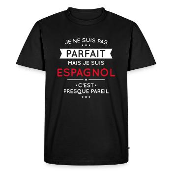 Je ne suis pas parfait mais je suis Espagnol - T-shirt Premium bio Homme - noir - Devant - Nico (187cm)