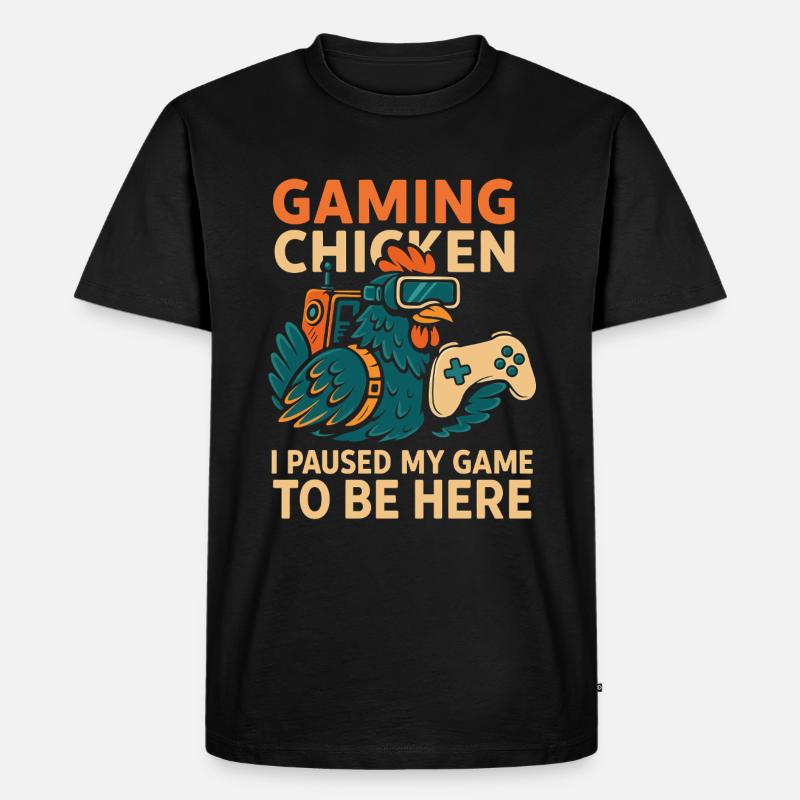 Gaming Chicken mit Controller - Männer Premium Bio T-Shirt - Schwarz