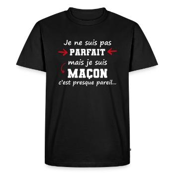pas parfait mais maçon | cadeau homme parfait - T-shirt Premium bio Homme - noir - Devant - Nico (187cm)