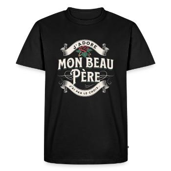 J'adore mon beau père, j'ai pas le choix - T-shirt Premium bio Homme - noir - Devant - Nico (187cm)