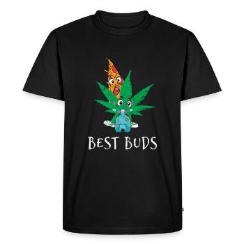 Best Buds Weed Gras Pizza Best friends smoking pot - Men's Premium Organic T-Shirt - black - Front - Nico (187cm)