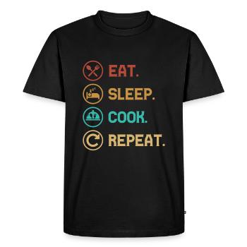 EAT SLEEP COOK REPEAT - Lifestyle/Thème/Motto - T-shirt Premium bio Homme - noir - Devant - Nico (187cm)