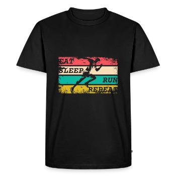 EAT SLEEP RUN REPEAT - T-shirt Premium bio Homme - noir - Devant - Nico (187cm)