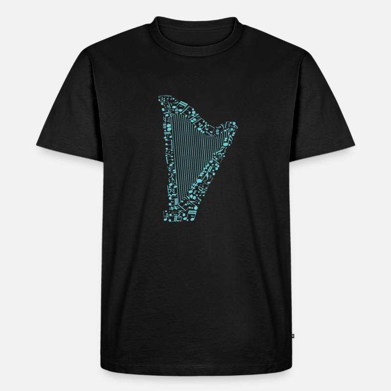 Harfe - Männer Premium Bio T-Shirt - Schwarz