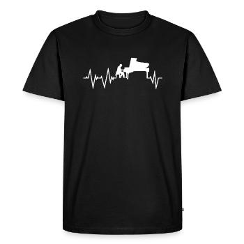 Piano Battement de coeur - T-shirt Premium bio Homme - noir - Devant - Nico (187cm)