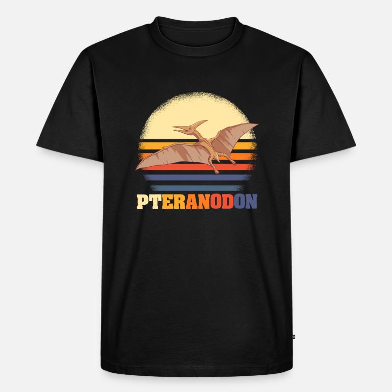 Pteranodon Retro Dinosaurier - Männer Premium Bio T-Shirt - Schwarz
