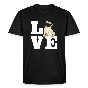 Mops chien amour - T-shirt Premium bio Homme - noir - Devant - Nico (187cm)