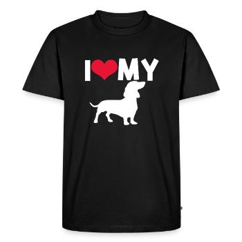 Teckel Amour - T-shirt Premium bio Homme - noir - Devant - Nico (187cm)