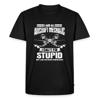 Drôle de mécanicien d’avion rengaine - T-shirt Premium bio Homme - noir - Devant - Nico (187cm)