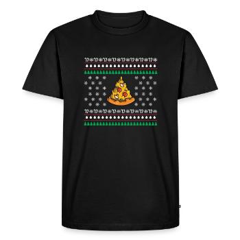 Pizza Cadeau de Noël - T-shirt Premium bio Homme - noir - Devant - Nico (187cm)