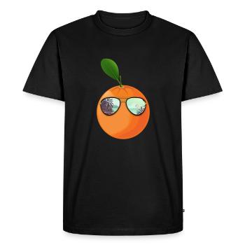 Orange with Sunglasses Gift - Men's Premium Organic T-Shirt - black - Front - Nico (187cm)