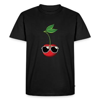 Cherry With Sunglasses Gift - Men's Premium Organic T-Shirt - black - Front - Nico (187cm)