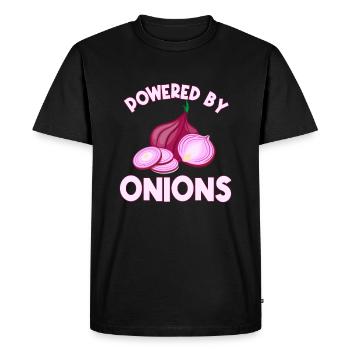 Powered by onions - Men's Premium Organic T-Shirt - black - Front - Nico (187cm)