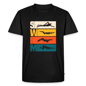 Schwimmen - Männer Premium Bio T-Shirt - Schwarz - Vorne - Nico (187cm)